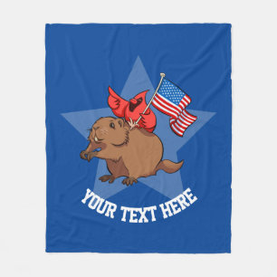 Cobertor De Velo Pássaro Cardinho Vermelho Com Bandeira Americana E