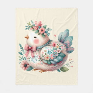 Cobertor De Velo Pássaro Folclórico Floral com Charme Boho Pastel