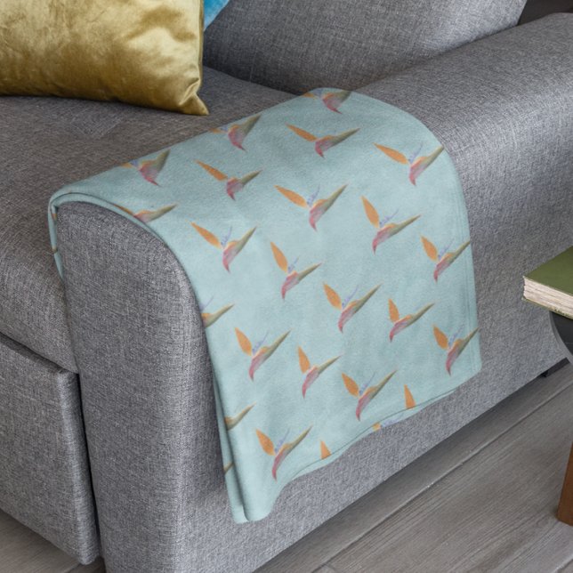 Cobertor De Velo Pássaro Moderno Azul Tropical de Paraíso Desenhado (Criador carregado)