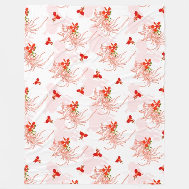 Cobertor De Velo Pássaro Phoenix E Flor Phoenix Sem Olho (Frente)