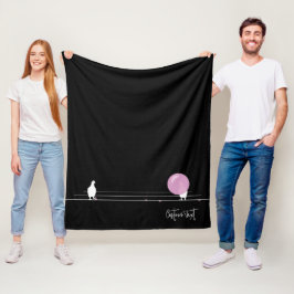 Cobertor De Velo Pássaros Bublegum engraçados em preto-fio