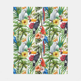 Cobertor De Velo Pássaros da aguarela e teste padrão tropicais da