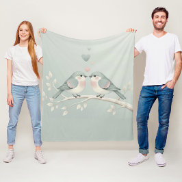Cobertor De Velo Pássaros de Amor Romântico Vintage - Dia dos Namor