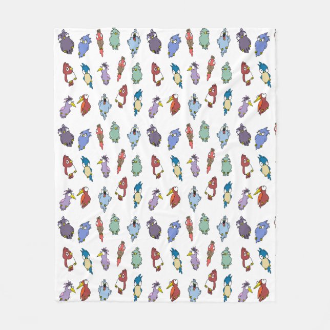 Cobertor De Velo Pássaros de Cartoon Whimsical Jogam Cobertura (Frente)