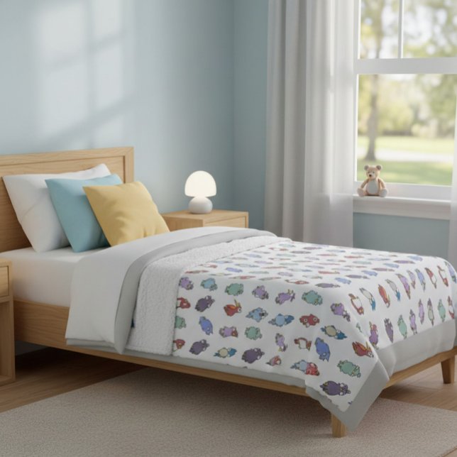 Cobertor De Velo Pássaros de Cartoon Whimsical Jogam Cobertura (Criador carregado)