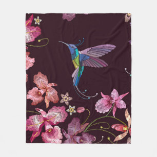 Cobertor De Velo Pássaros e orquídeas tropicais exóticas