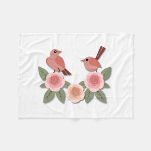 Cobertor De Velo Pássaros e Rosas