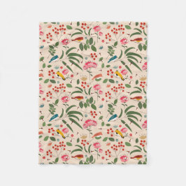 Cobertor De Velo Pássaros Florais De Mão Abelhas Padrão Botânico