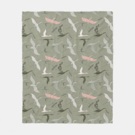 Cobertor De Velo Pássaros voadores em sage verde