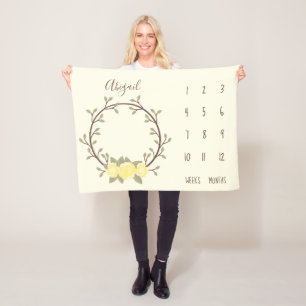 Cobertor De Velo Passo do Bebê Floral Amarelo-Cento