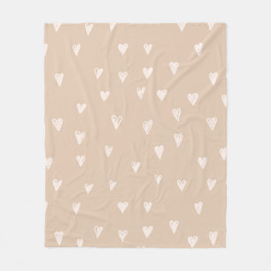 Cobertor De Velo Pastel Beige Doodles Cute Heart Pattern