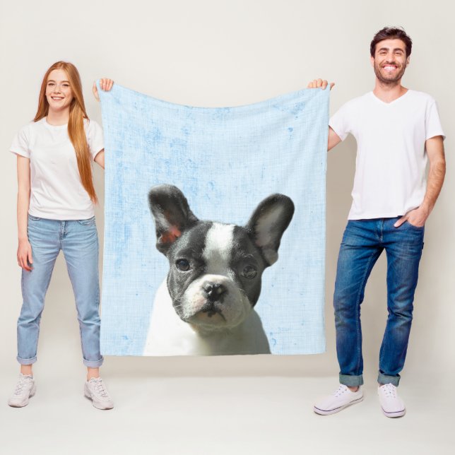 Cobertor De Velo Pastel Blue Peekaboo Boston Terrier Puppy Nursery (In Situ)