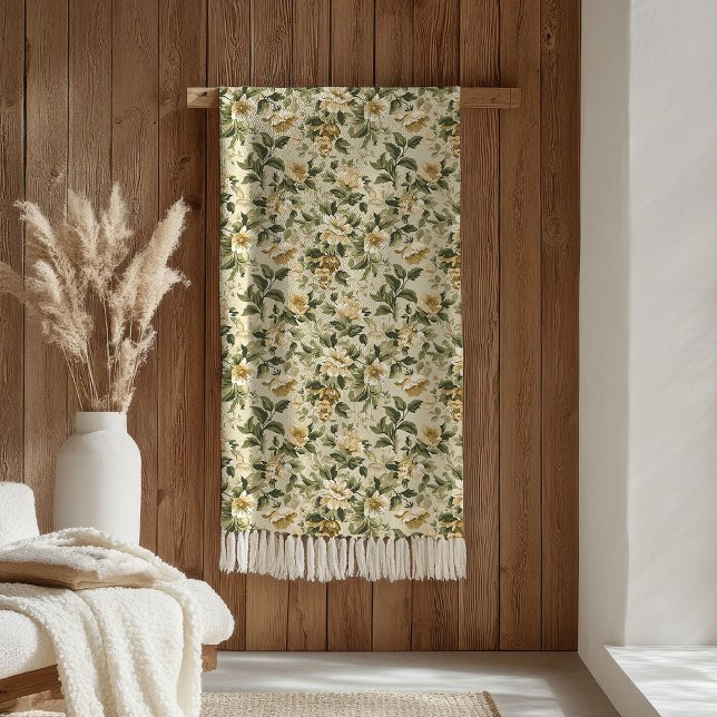 Cobertor De Velo Pastel Botanical Blanket Sage Green Gold Elegance (Pastel Botanical Blanket Sage Green Gold Elegance)