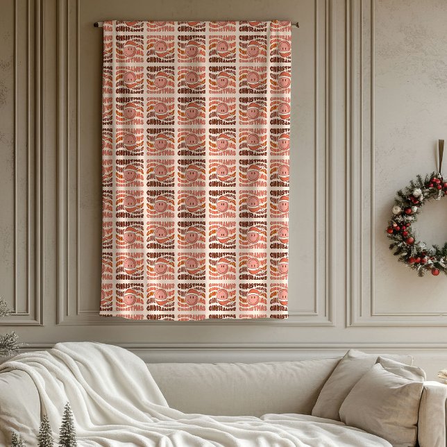 Cobertor De Velo Pastel Christmas Groovy Retro Smile Emoticon Gift (Pastel Christmas Groovy Retro Smile Emoticon Gift Fleece Blanket)