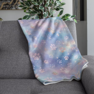 Cobertor De Velo Pastel Galaxy Paw Prints - Cute Cosmic Pet Lover