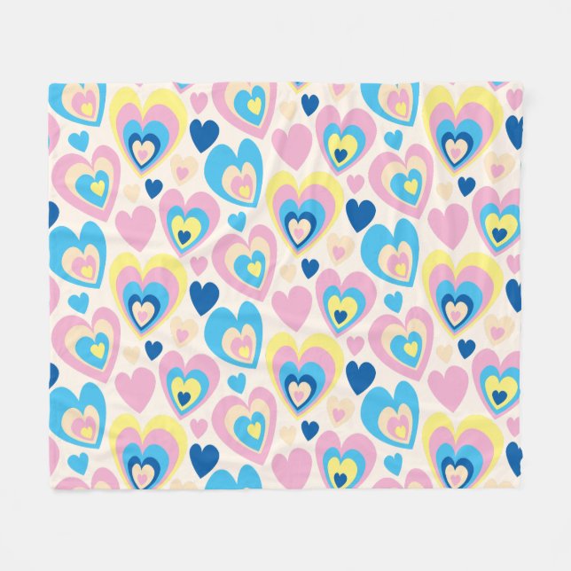 Cobertor De Velo Pastel Hearts. (Frente (Horizontal))