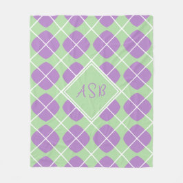 Cobertor De Velo Pastel Mint Purple Argyle Modern Monogram