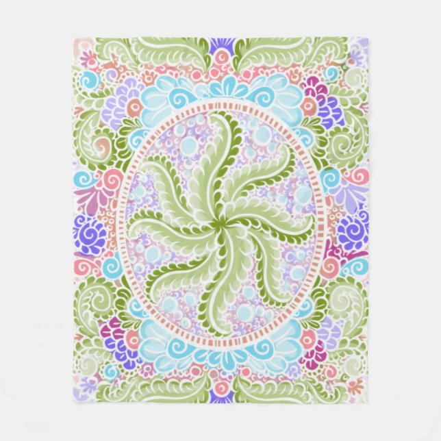 Cobertor De Velo Pastel Nature Mandala Art (Frente)