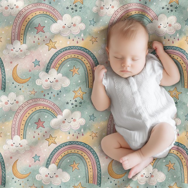 Cobertor De Velo Pastel Rainbow Blanket Soft Gift Baby’s Arrival (Pastel Rainbow Blanket Soft Gift for Baby’s Arrival)