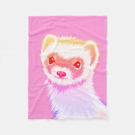 Cobertor De Velo Pastel Rainbow Ferret - Cute Pink Pet Art