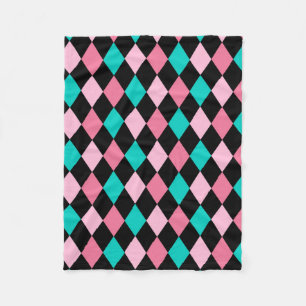 Cobertor De Velo Pastel Rainbow Rhombuses Black Pink Blue Harlequin