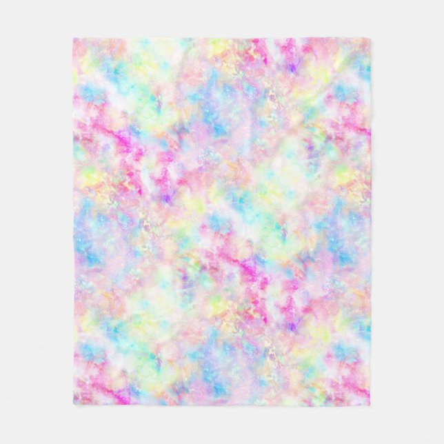 Cobertor De Velo Pastel Rainbow Tie Dye Watercolor (Frente)