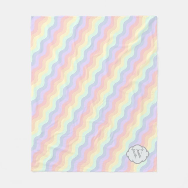 Cobertor De Velo Pastel Rainbow Waves Fleece Blanket (Frente)