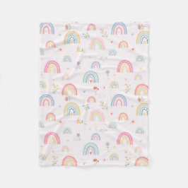 Cobertor De Velo Pastel Rainbows Girly Wildflower & Hearts