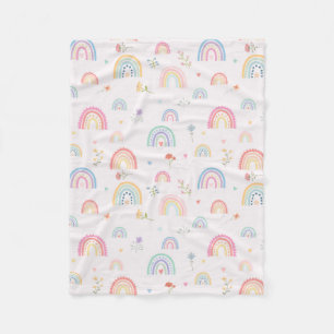 Cobertor De Velo Pastel Rainbows Girly Wildflower & Hearts