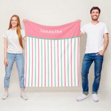 Pastel Salmon Pink Teal Green Strips Nome