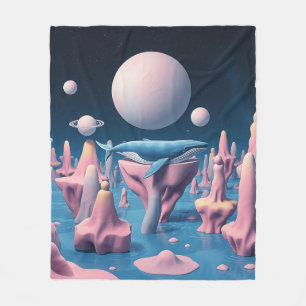 Cobertor De Velo Pastel Whale na Ilha Flutuante Dreamscape