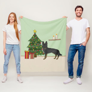 Cobertor De Velo Pastor Alemão Bi-Preto Árvore de Natal Festiva