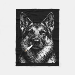 Cobertor De Velo Pastor alemão fumando meme engraçado de cachorro g