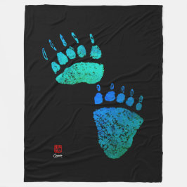 Cobertor De Velo Patas de urso do verde azul - grande cobertura do