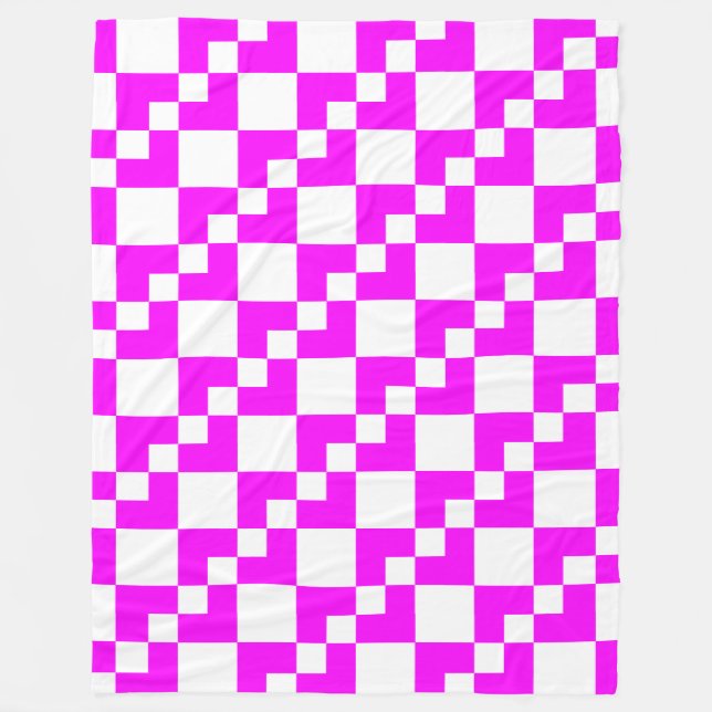 Cobertor De Velo Patchwork Domino - Magenta e branco (Frente)