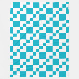 Cobertor De Velo Patchwork Domino - White e Aqua Blue