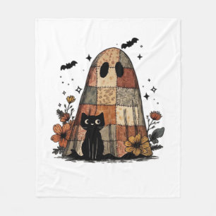 Cobertor De Velo Patchwork Halloween Ghost black cat Essential T-Sh
