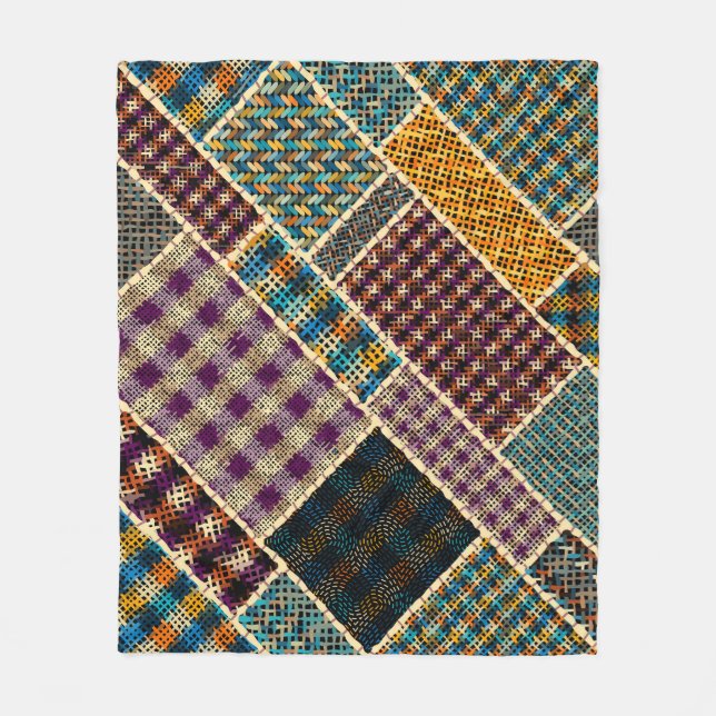 Cobertor De Velo Patchwork Indiana: Imitação de Canvas Texturizada. (Frente)