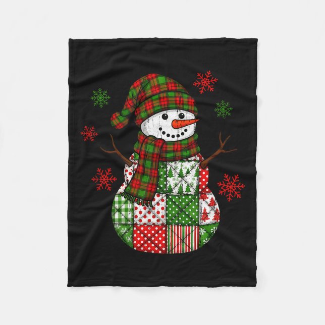 Cobertor De Velo Patchwork Snowman, Retro Funny Christmas  (Frente)