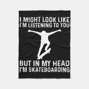 Cobertor De Velo Patinador engraçado Skateboard Mas na minha cabeça