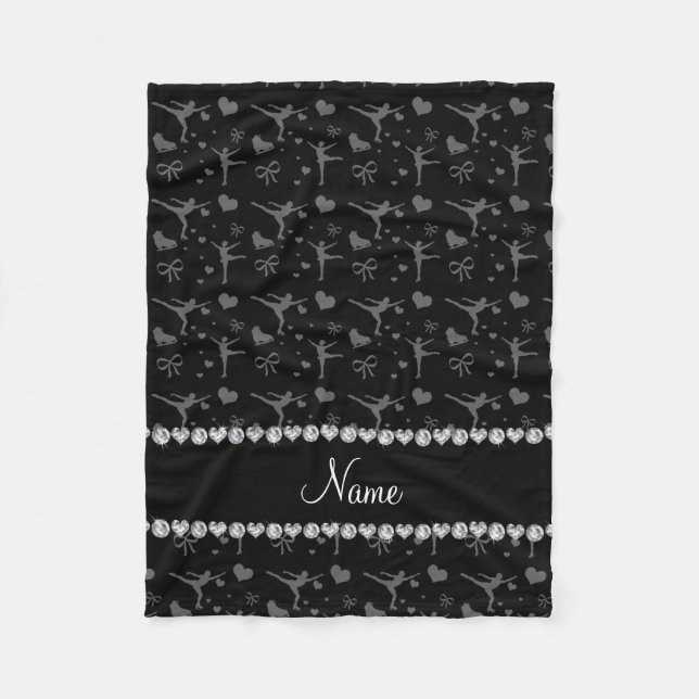 Cobertor De Velo Patinagem artística preto conhecido personalizado (Frente)