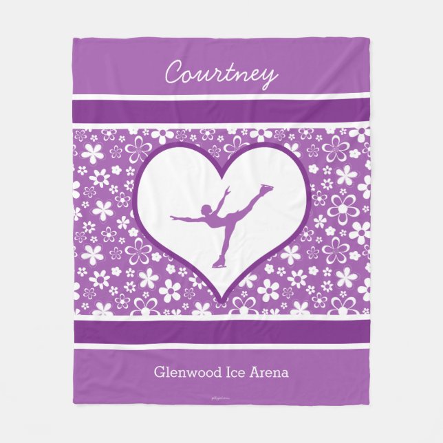 Cobertor De Velo Patinagem artística roxo Monogrammed do teste (Frente)