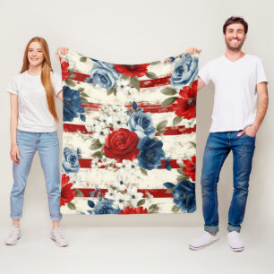 Cobertor De Velo Pátrio Vermelho Azul Branco Floral (2)