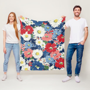 Cobertor De Velo Pátrio Vermelho Azul Branco Floral (3)