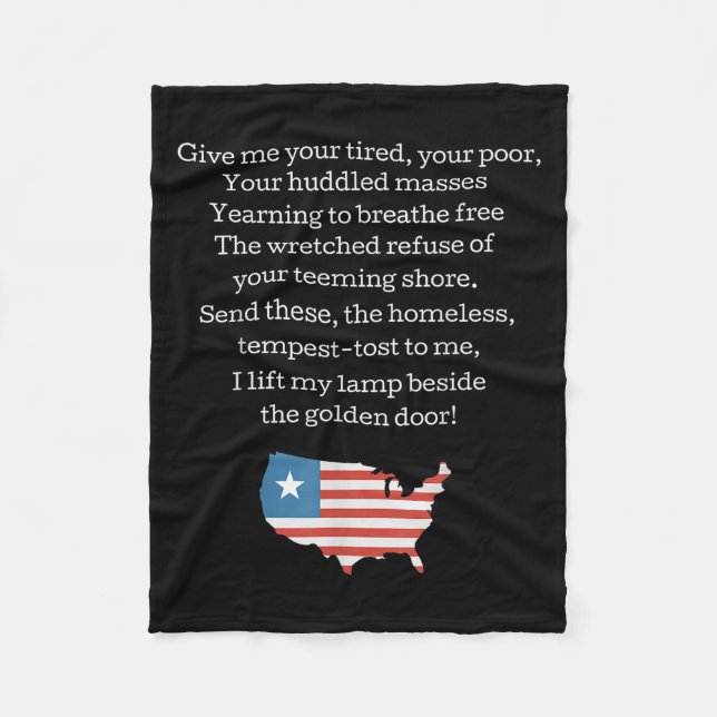 Cobertor De Velo Patriotic New Colossus Emma Lazarus Quote Usa Gift (Frente)