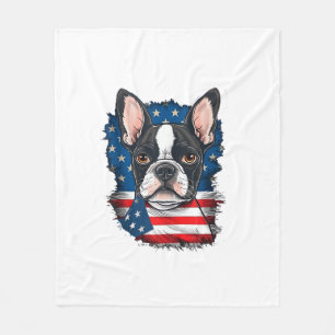 Cobertor De Velo Patriótico Boston Terrier Dog Puppy American Flag