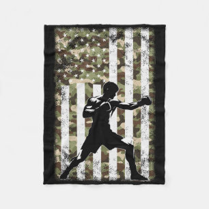 Cobertor De Velo Patriótico Boxer Fighter Camo USA Flag 4 De Julho