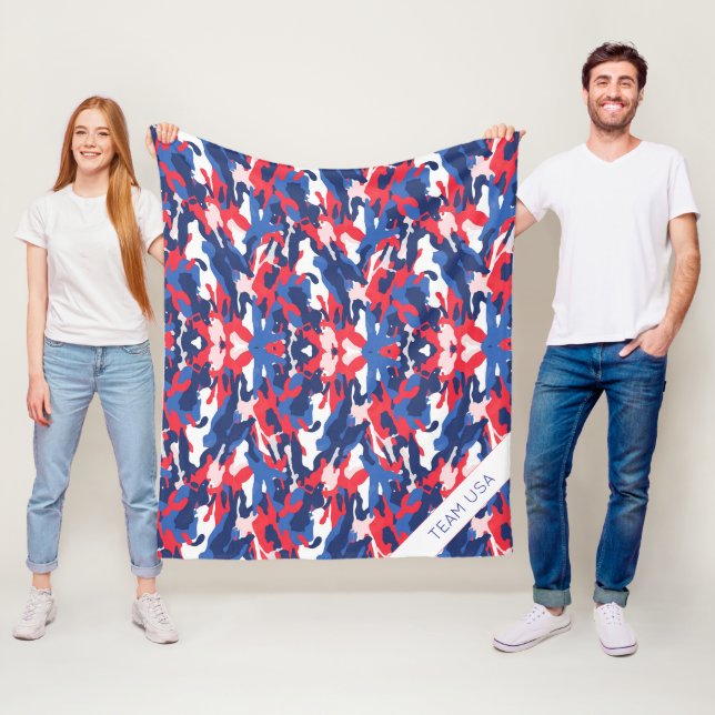 Cobertor De Velo Patriótico Camo Vermelho Branco Azul EUA Liberdade (In Situ)