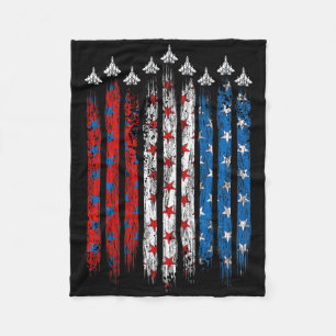 Cobertor De Velo Patriótico Vermelho Branco Azul Usa Bandeira Jatos