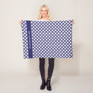 Cobertor De Velo Patterno Geométrico do Na moda Branco Azul Hampton